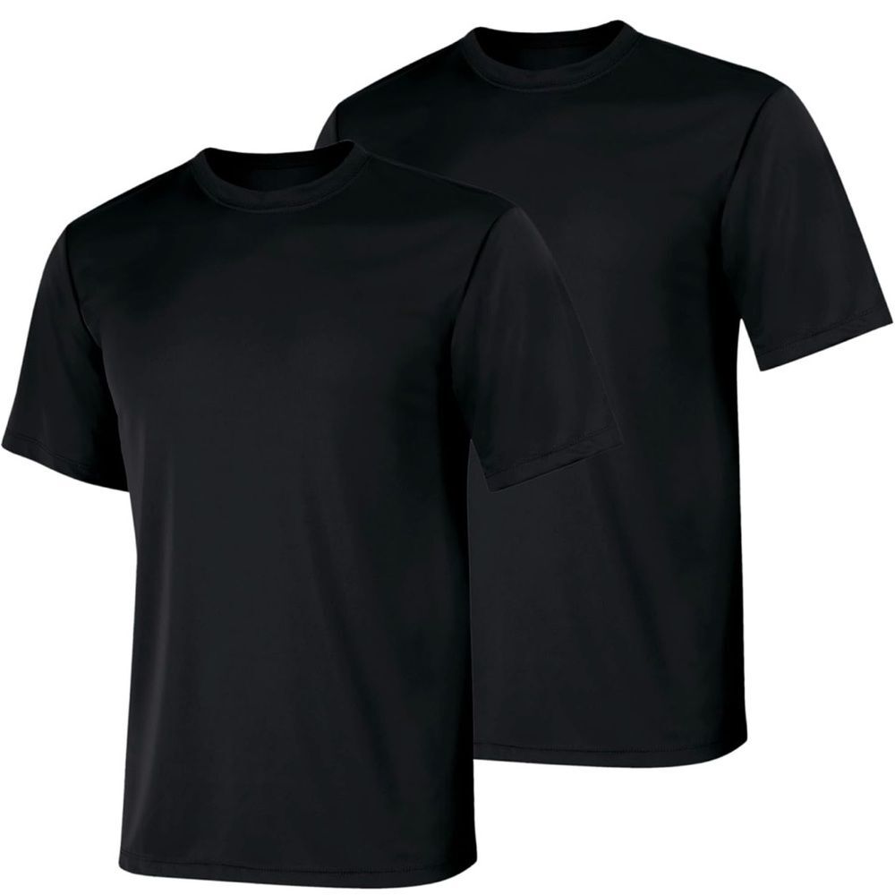 Hanes Cool Dri Pair of 2 Short Sleeve Black Crewneck Workout T-shirts. Small.